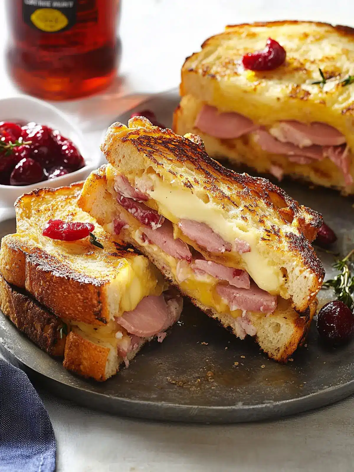 Ham, Cranberry and Camembert French Toasts