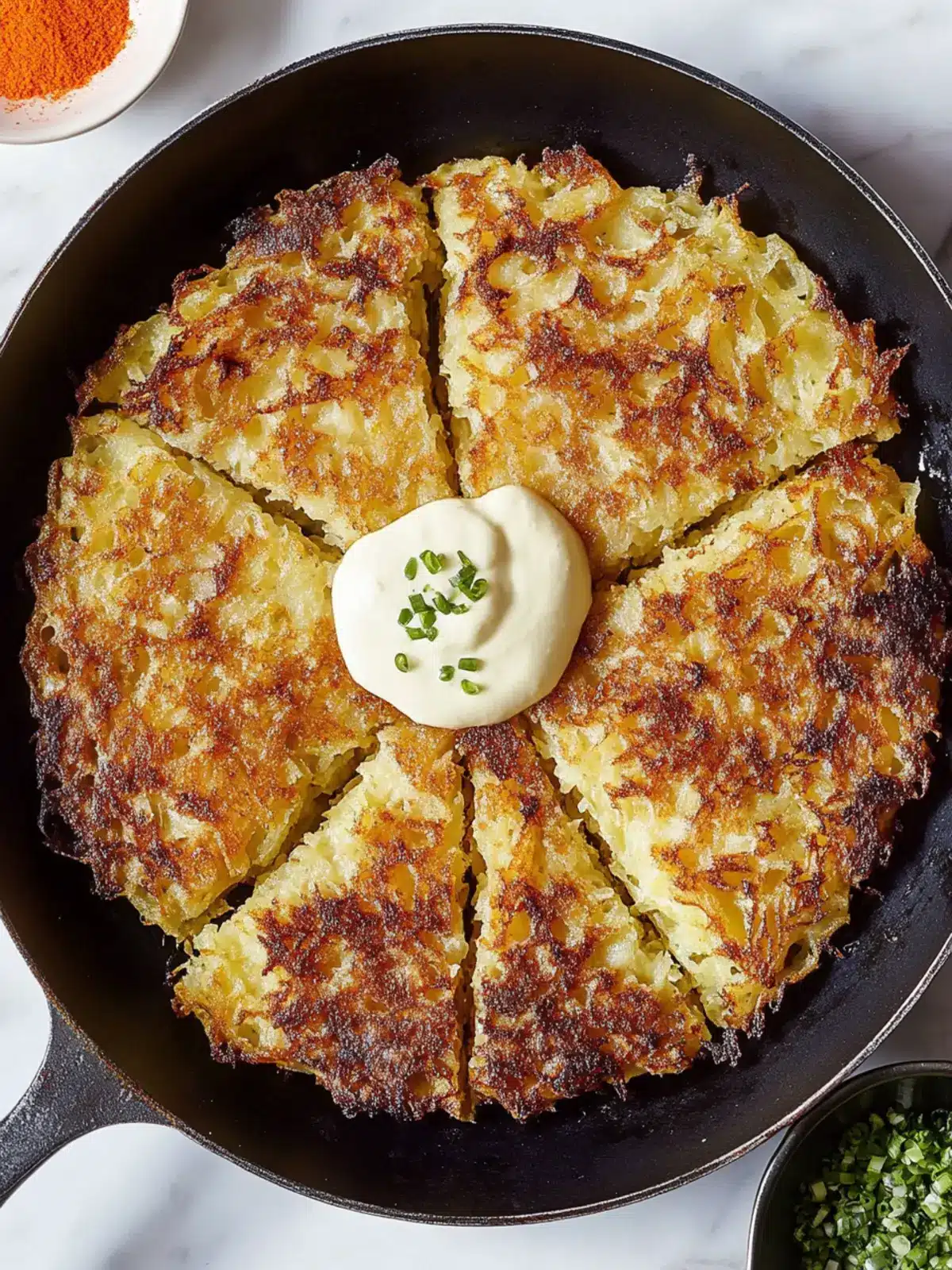 Crispy Giant Skillet Latke: Less Oil, More Flavor! 2 Giant Skillet Latke