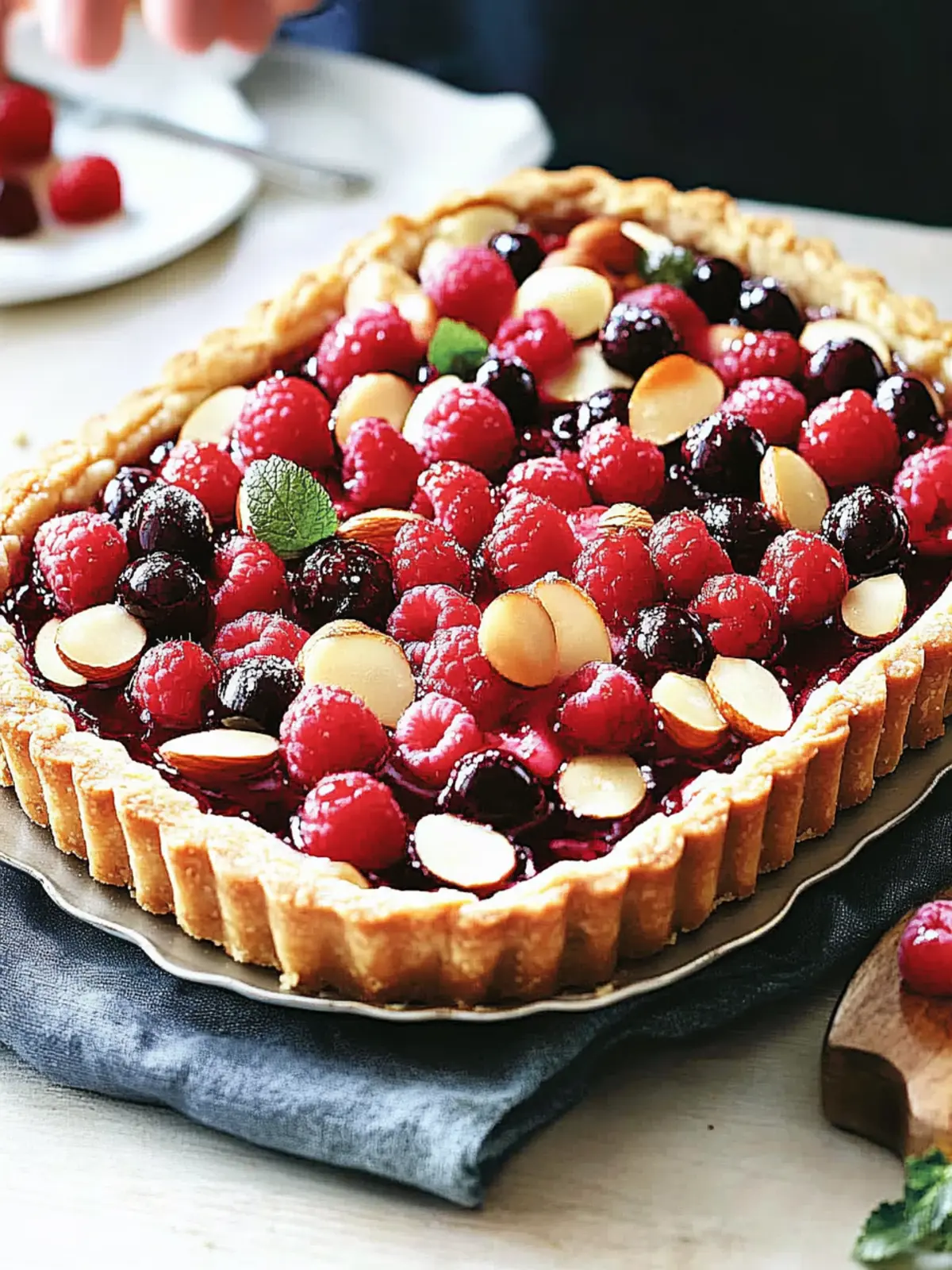 Cherry, Raspberry and Almond Tart