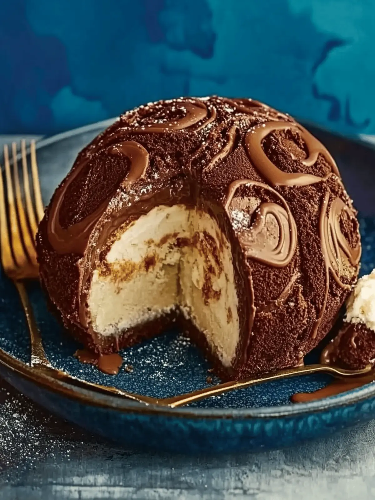 Chocolate and salted caramel ice cream bombe