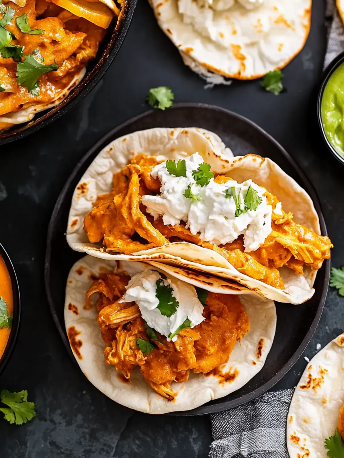 Slow Cooker Butter Chicken Naan Tacos