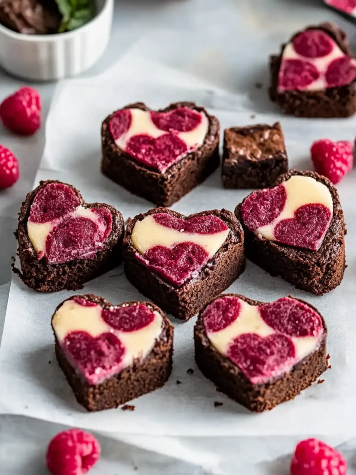 Delicious Heart Shaped Brownies with Raspberry Swirl Delight 3 Heart Shaped Brownies