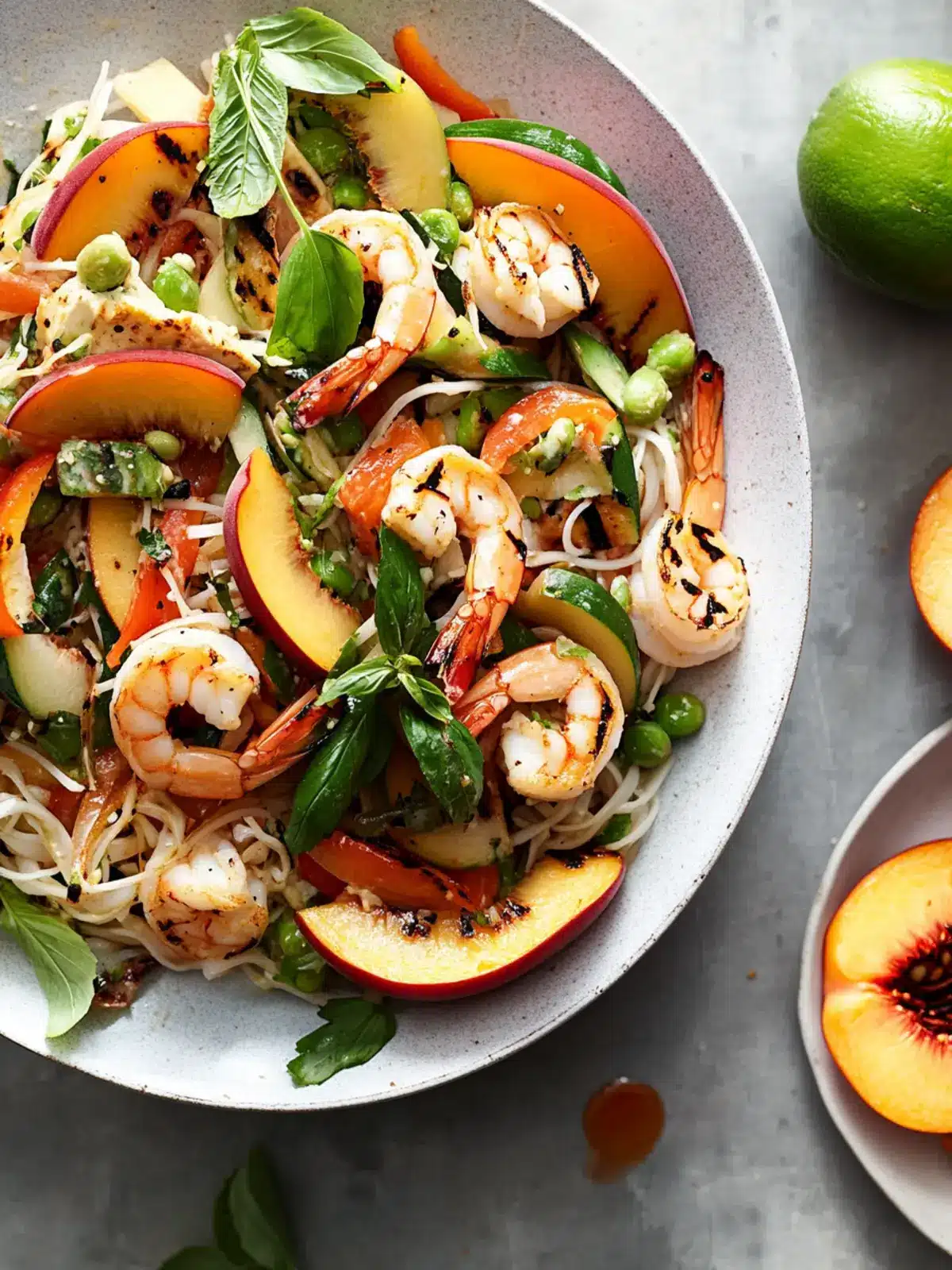 Char Grilled Peach And Prawn Pad Thai Noodle Salad Bliss 2 Char Grilled Peach And Prawn Pad Thai Noodle Salad