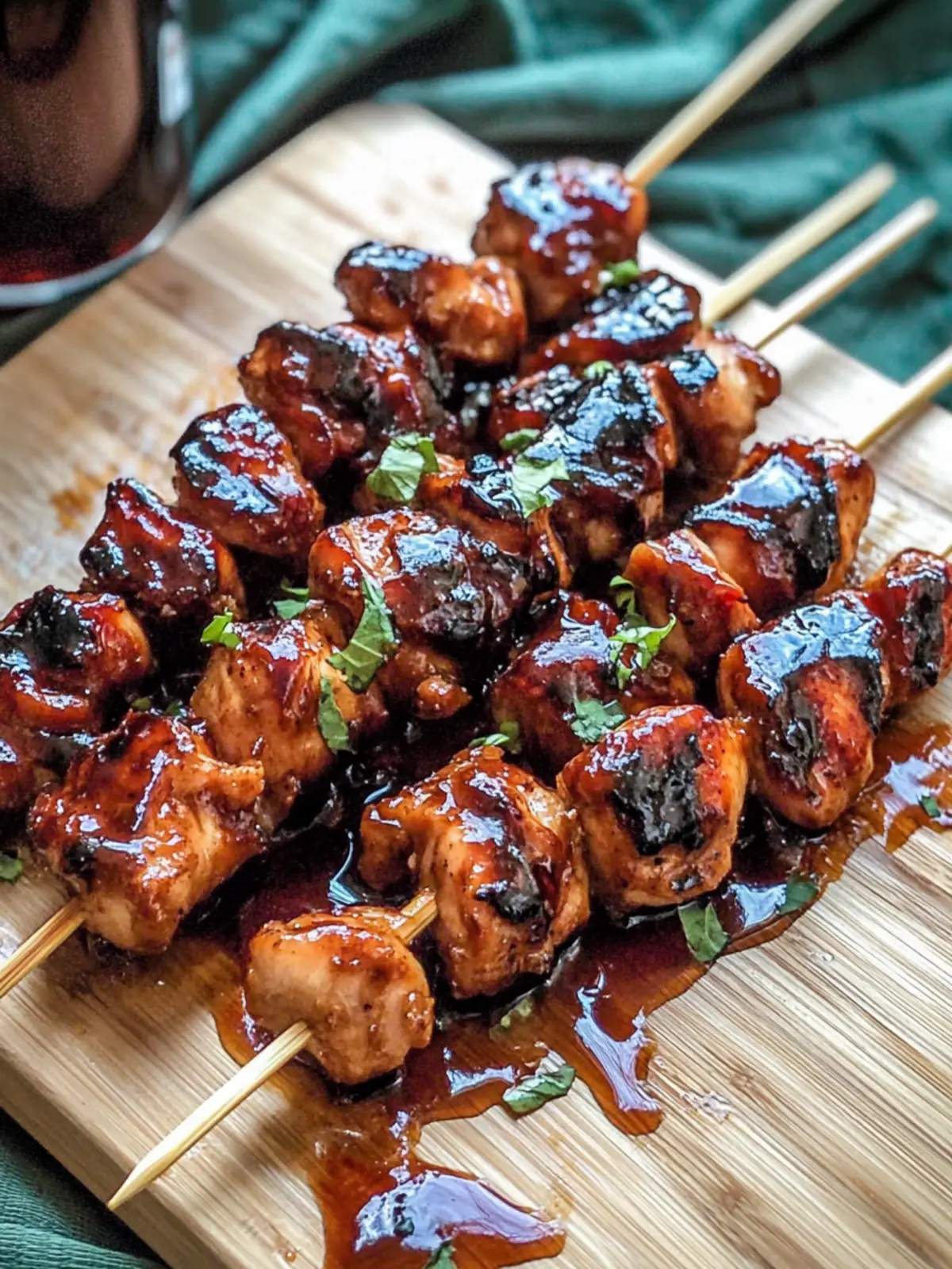 Sticky Bourbon Chicken Skewers
