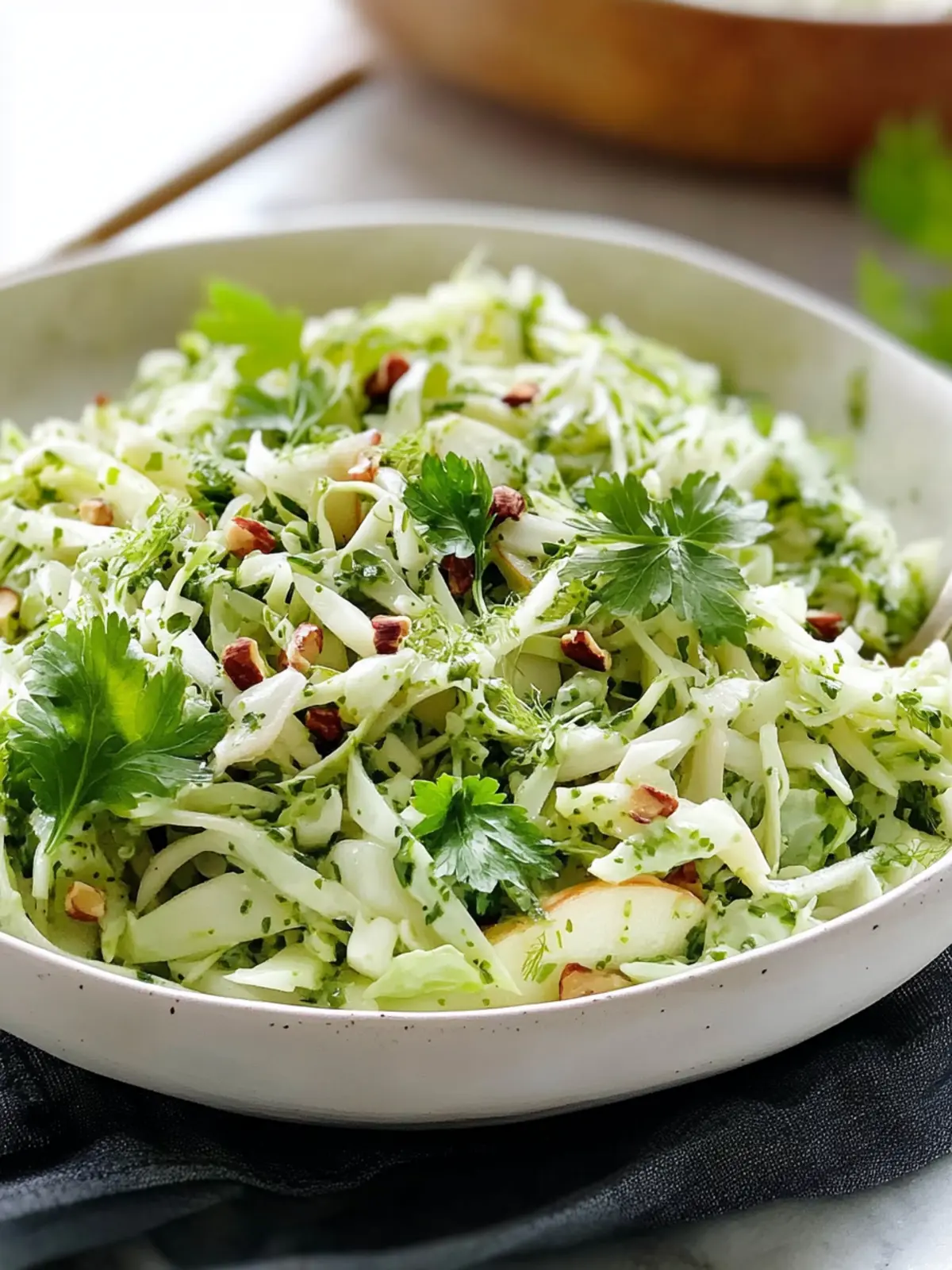 Fennel Apple And Cabbage Slaw With Green Mayonnaise