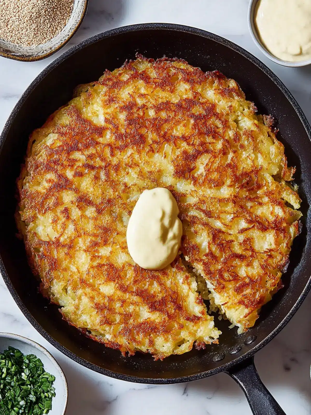 Crispy Giant Skillet Latke: Less Oil, More Flavor! 4 Giant Skillet Latke