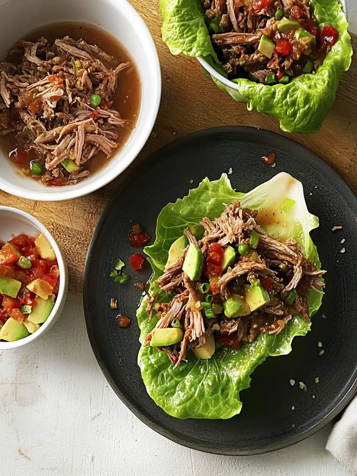 Savory Pulled Lamb Lettuce Boats with Creamy Garlic Sauce 4 Pulled Lamb Lettuce Boats