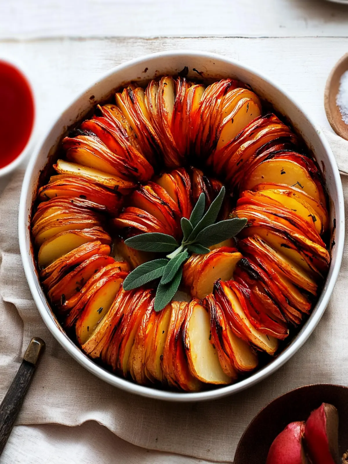 Garlic Roast Potato and Sage Wreath for Holiday Wow Factor 4 Garlic Roast Potato and Sage Wreath