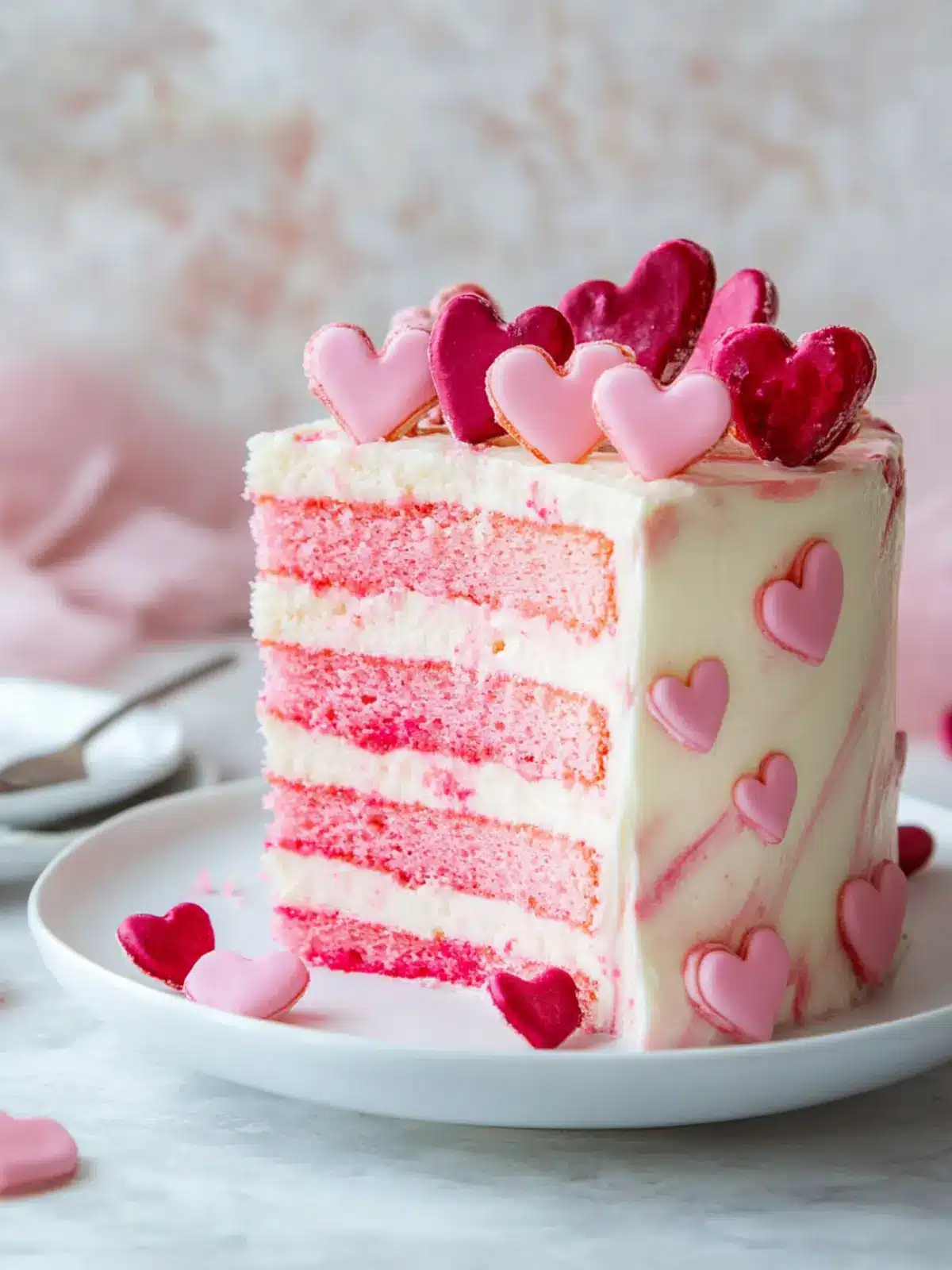 Pink Velvet Cake Marbled Hearts