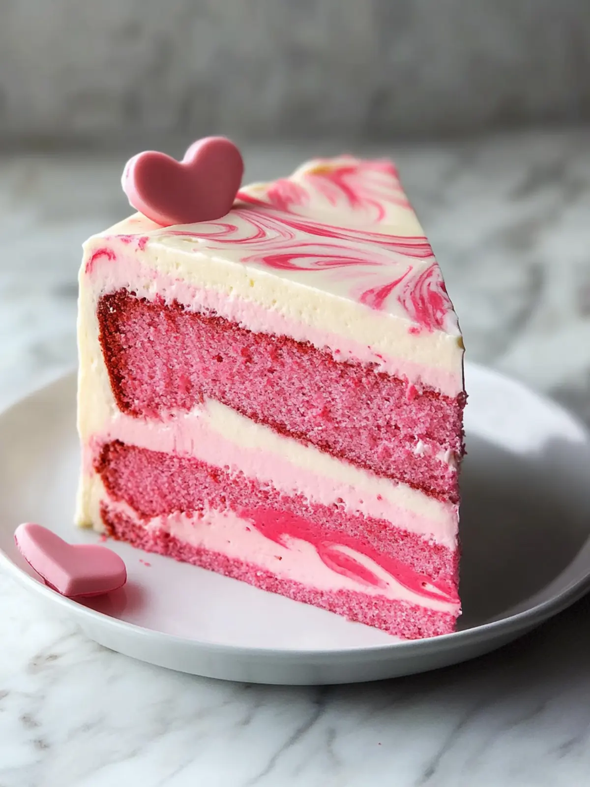 Pink Velvet Cake Marbled Hearts