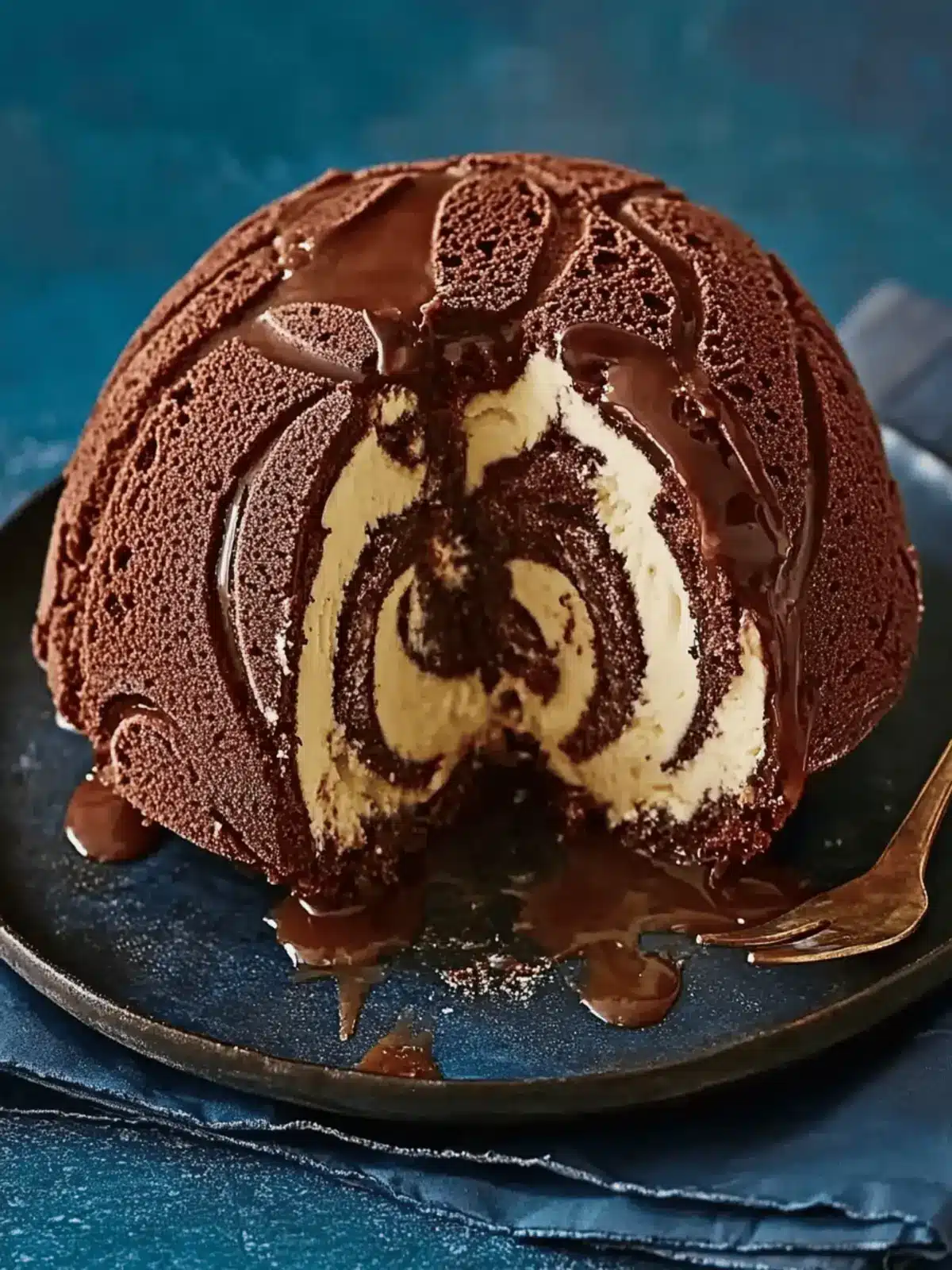 Chocolate and salted caramel ice cream bombe
