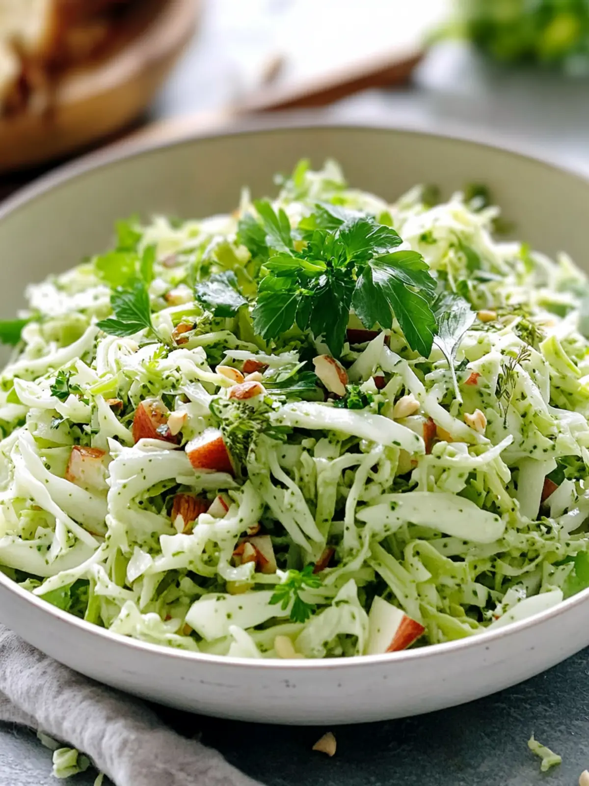 Fennel Apple And Cabbage Slaw With Green Mayonnaise
