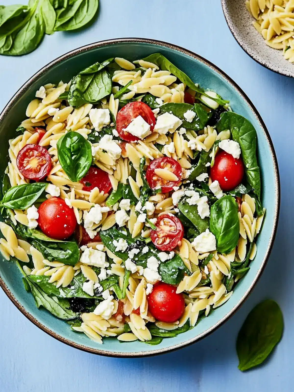 Spinach Orzo Salad with Feta, Tomatoes, and Zesty Basil Bliss 3 Spinach Orzo Salad With Feta, Tomatoes and a Basil Dressing