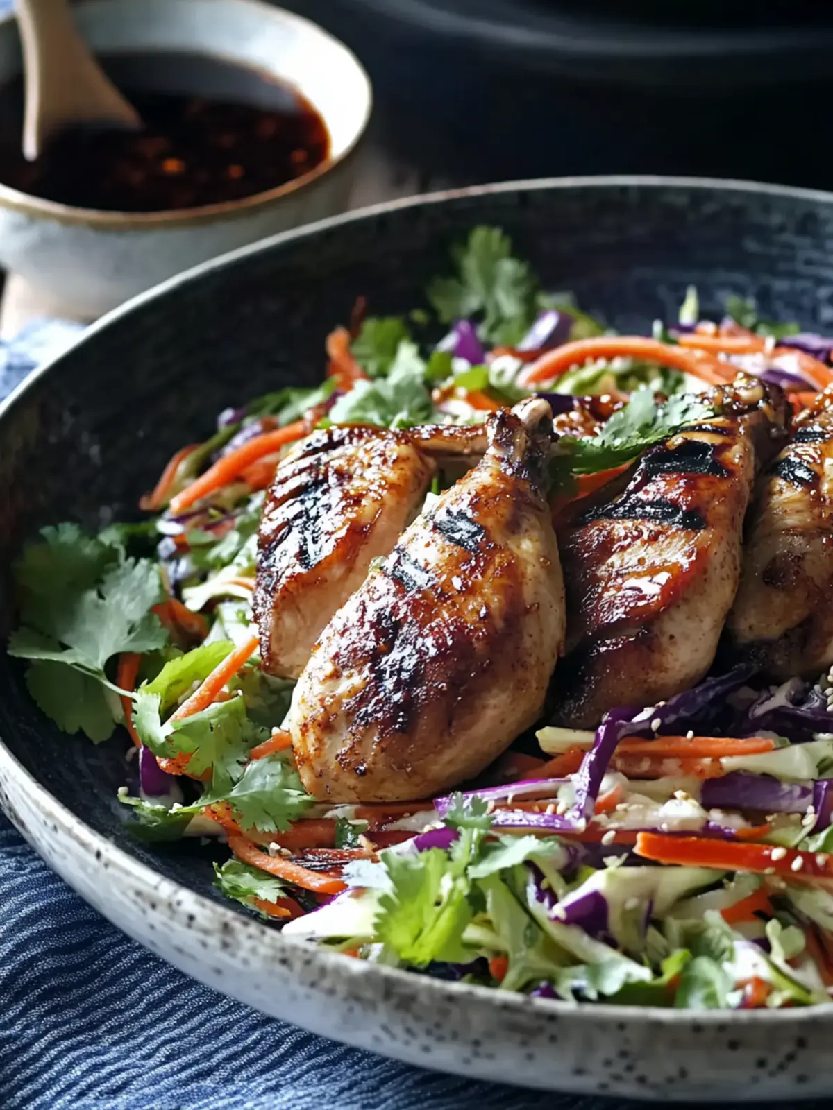 BBQ Hoi Sin Butterfly Quail with Crunchy Vietnamese Coleslaw 2 BBQ Hoi Sin Butterfly Quail Vietnamese Coleslaw And Soy Vinaigrette