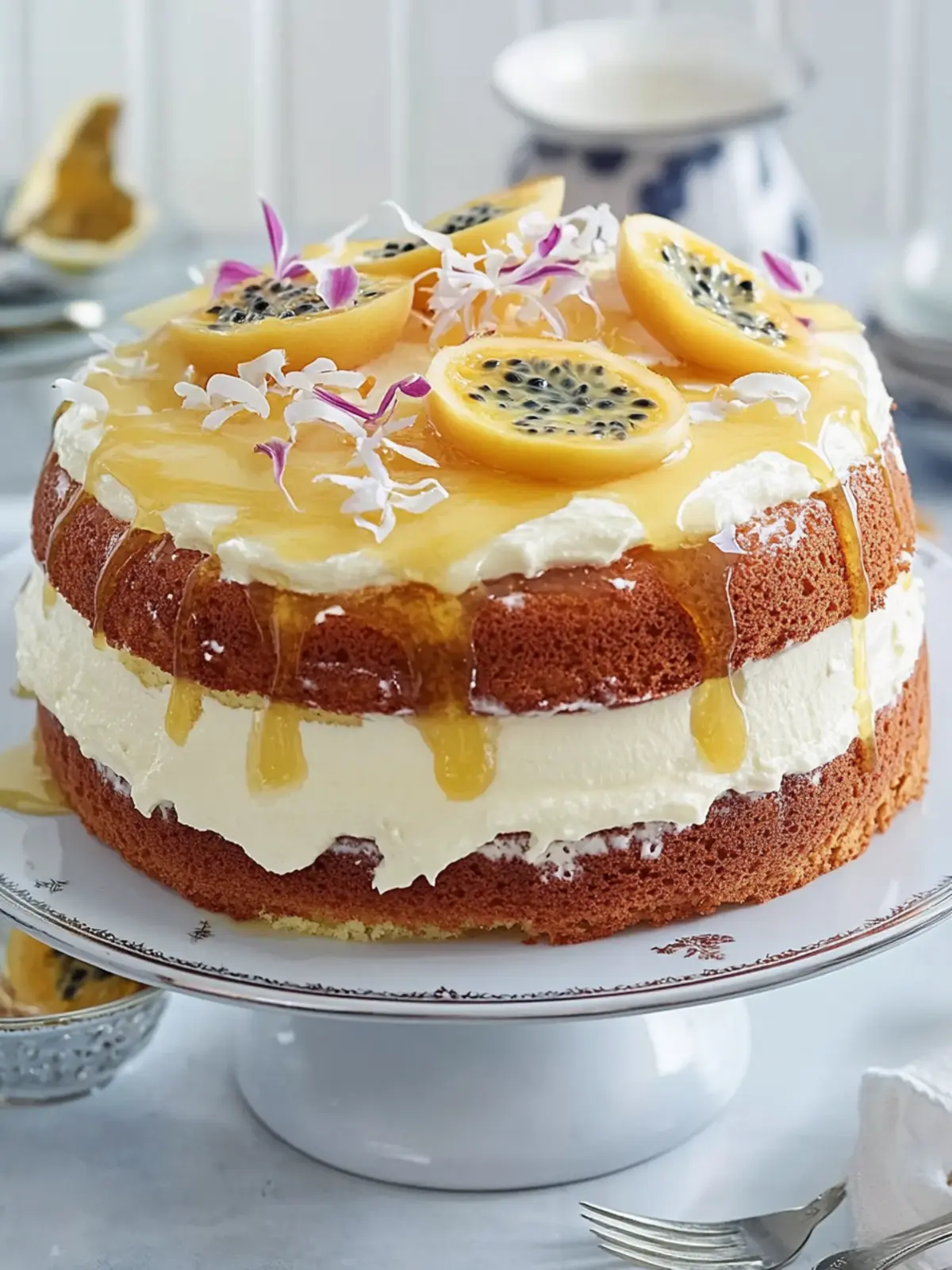 Vanilla Layer Cake with Passionfruit Curd