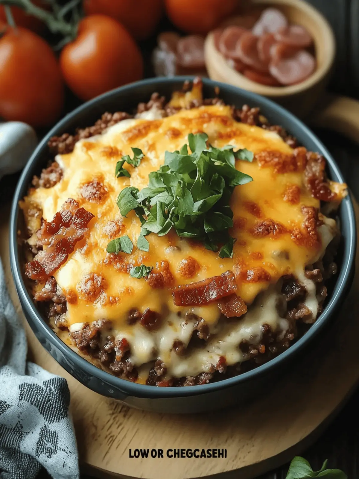 Low-Carb Bacon Cheeseburger Casserole