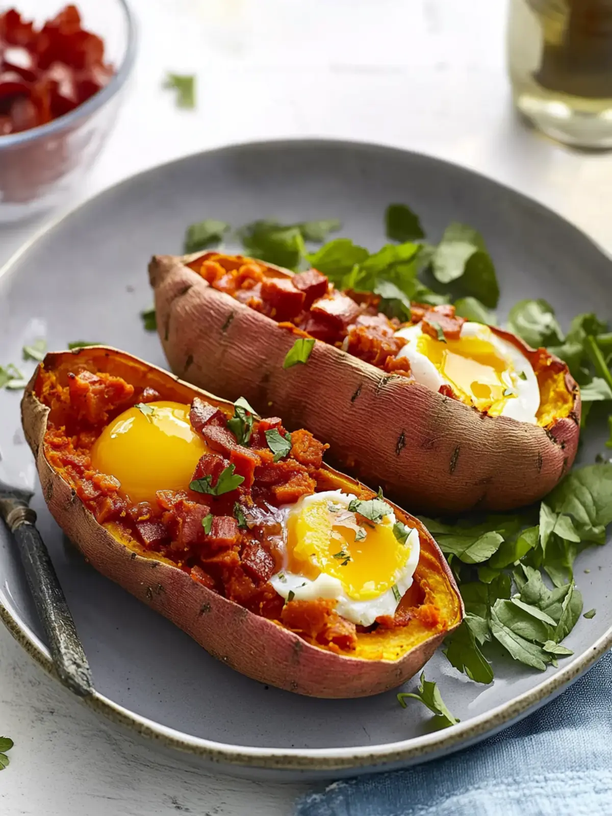 Air Fryer Sweet Potato Skins With Eggs