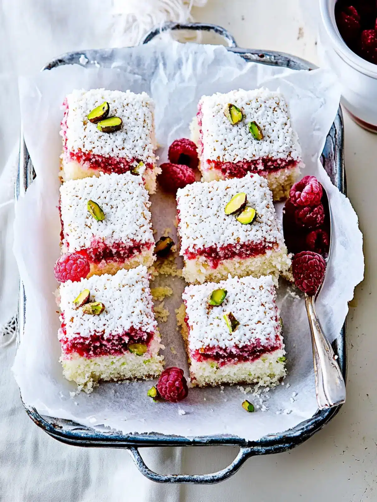 Lamingtons With Raspberries And Pistachios