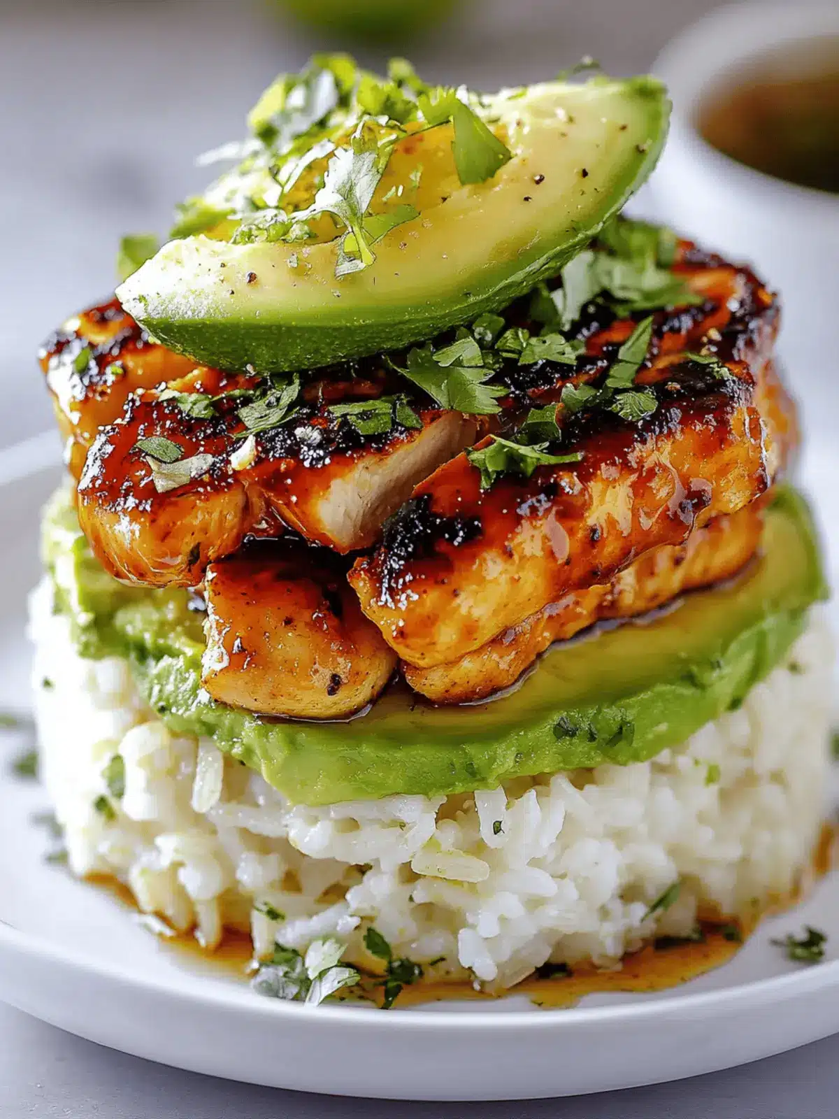 Honey Lime Chicken & Avocado Rice Stack