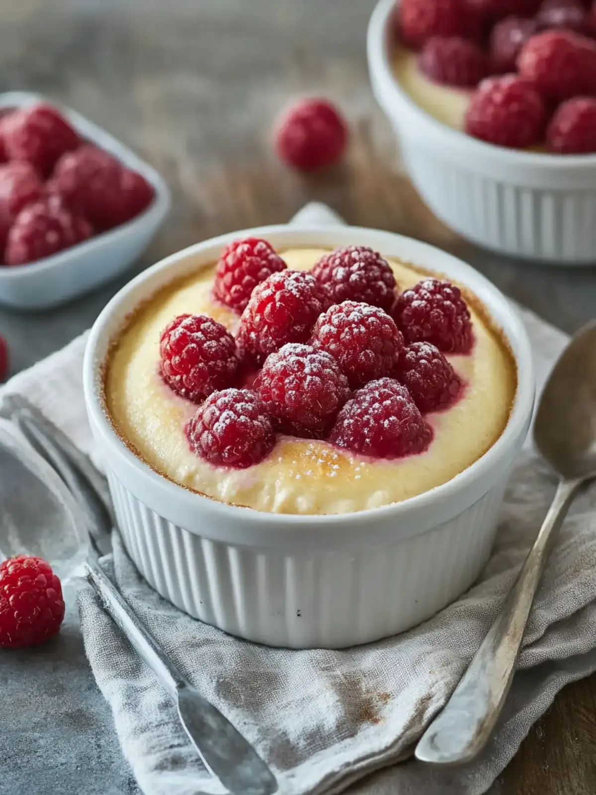 Baked Ricotta And Raspberry Puddings