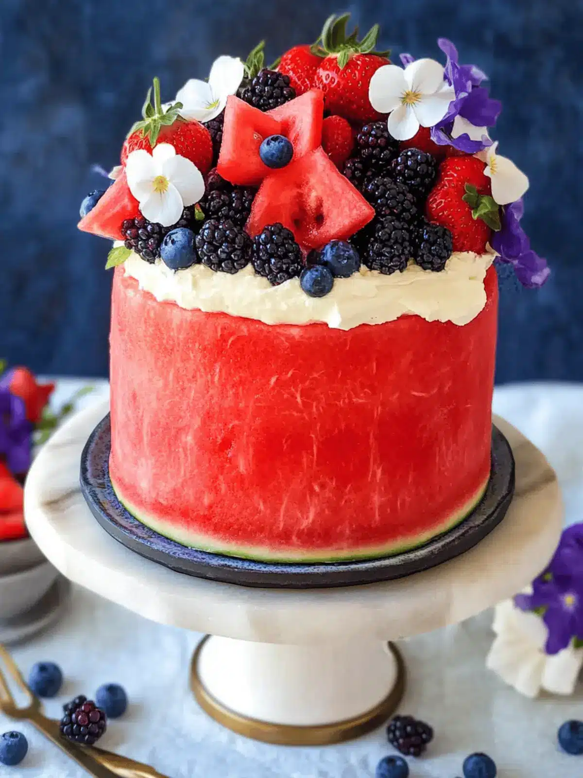 How to Make the Most Adorable Fresh Watermelon Cake Today 3 How to Make the Most Adorable Fresh Watermelon Cake with Summer Berries