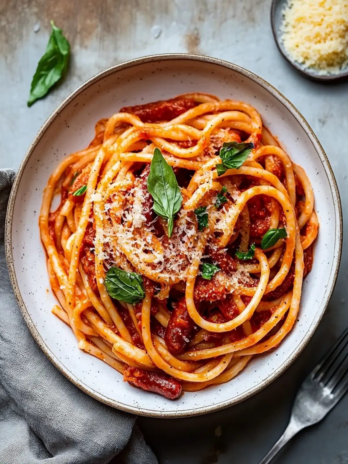 Bucatini All Amatriciana with Chinese Sausage: Bold & Tasty! 3 Bucatini Allamatriciana With Chinese Sausage